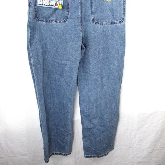 Empyre SK8 Bib Blake Overalls Men's Blue Relaxed Loose Fit Denim Jean Sz M NWT